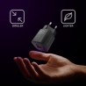 Ładowarka sieciowa Qoltec 35W GaN ULTRA | 5-20V | 2.25-3A | 1 x USB typ C PD | 1 x USB QC 3.0 | Czarna