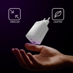 Ładowarka sieciowa Qoltec 65W GaN ULTRA | 5-20V | 2.25-3.25A | 1 x USB typ C PD | 1 x USB QC 3.0 | Biała