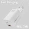 Ładowarka sieciowa Qoltec 65W GaN ULTRA | 5-20V | 2.25-3.25A | 1 x USB typ C PD | 1 x USB QC 3.0 | Biała