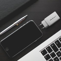 Ładowarka sieciowa Qoltec 65W GaN | 5-20V | 3-3.35A | 2xUSB-C PD | 1xUSB QC 3.0 | Biała