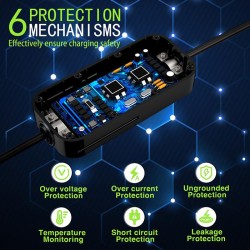 Ładowarka Qoltec do samochodu elektrycznego EV z regulacją 2w1 typ2 | SCHUKO | 3.5kW | 230V | LCD | Przenośna | Wallbox | 5m