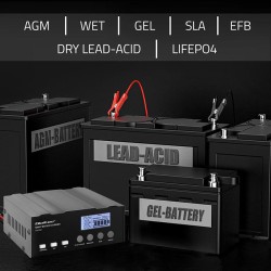 Ładowarka inteligentna Qoltec mikroprocesorowa 12V | 12.6V | 24V | Prostownik z funkcją naprawy do akumulatora AGM GEL LiFePO4 |