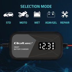 Ładowarka inteligentna Qoltec mikroprocesorowa 12V | 2A | Prostownik do akumulatora AGM GEL | LCD