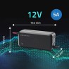 Ładowarka inteligentna Qoltec mikroprocesorowa 12V | 5A | Prostownik do akumulatora AGM GEL SLA | 6-stopniowe ładowanie