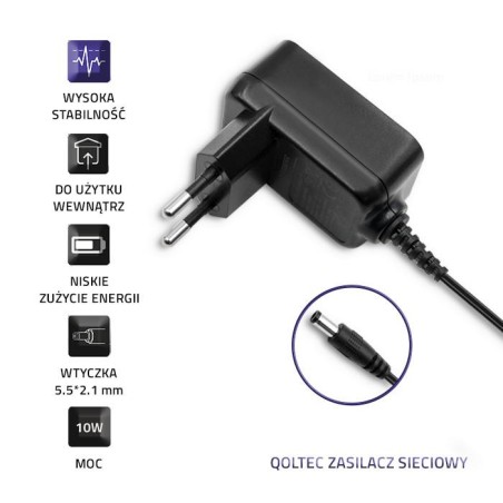 Zasilacz sieciowy Qoltec wtyczkowy 10W | 5V | 2A | 5.5*2.1