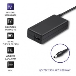 Zasilacz sieciowy Qoltec desktopowy 36W | 12V | 3A | 5.5*2.1 + kabel zasilający