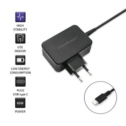Ładowarka sieciowa Qoltec 65W | 5-20V | 3-3.25A | USB typ C | PD | Czarna