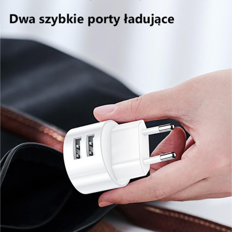 Ładowarka sieciowa Usams T20 2,1A 2xUSB+kabel microUSB - biała