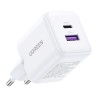 Ładowarka sieciowa Ugreen X516W USB + USB-C, GaN, 30W - biała