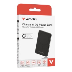 Powerbank Verbatim Charge 'n' Go Essentials Magnetic Wireless 5000mAh USB-C PD 3.0 Black