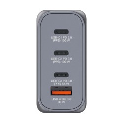 Ładowarka sieciowa Verbatim GaN GNC-100 3xUSB-C PD (2x100W+65W) 1xUSB-A QC 3.0