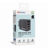 Ładowarka sieciowa Verbatim 1xUSB-C PD 20W 1xUSB-A QC 3.0 2xUSB-A 10W UE czarna