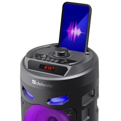 Głośnik Defender CRASHBOOM Bluetooth 16W MP3/FM/SD/USB/AUX/TWS/LED/MIC/LCD KARAOKE czarny + mikrofon + pilot