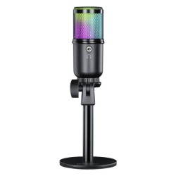 Mikrofon przewodowy Defender GLOW GMC 400 ze statywem STREAM strumieniowy RGB USB