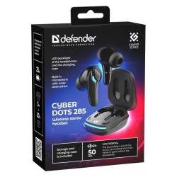 Słuchawki z mikrofonem Defender CyberDots 285 bezprzewodowe Bluetooth TWS czarne Low Latency