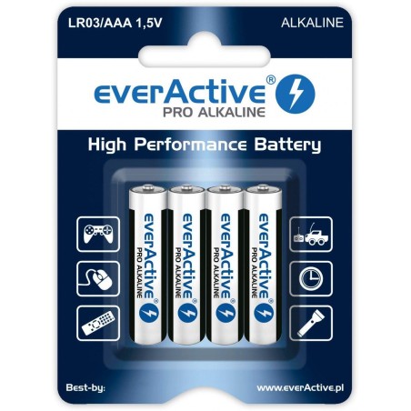 Baterie alkaliczne AAA/LR03 everActive Pro Alkaline 4 sztuki