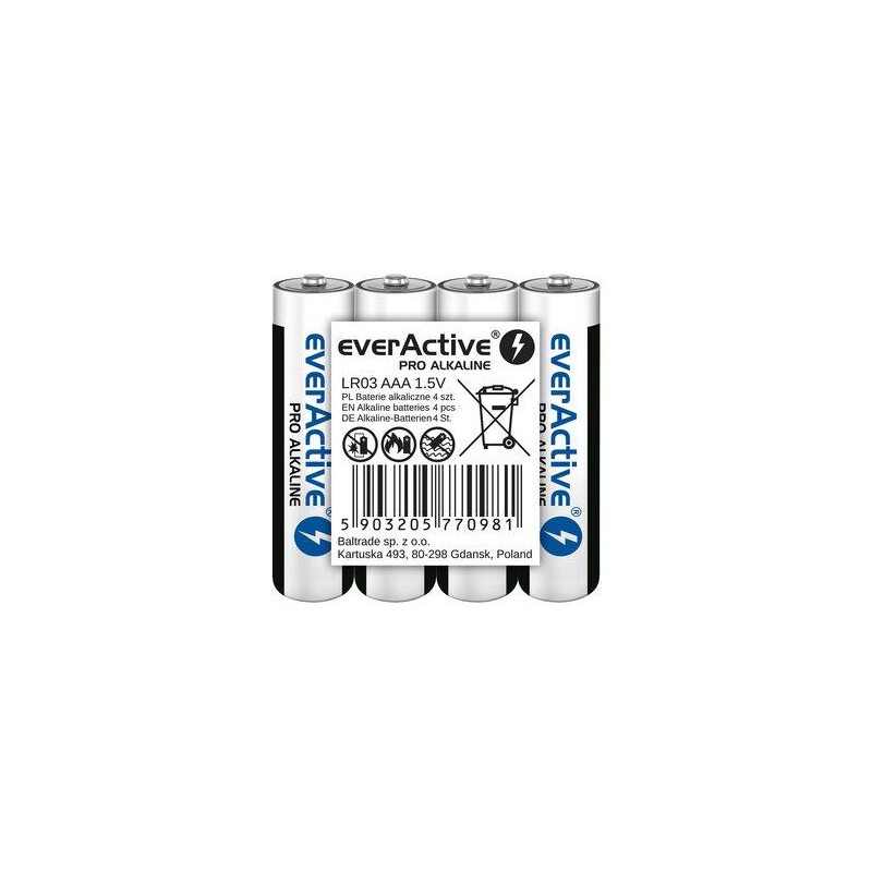 Baterie alkaliczne AAA/LR03 everActive Pro Alkaline 4 sztuki