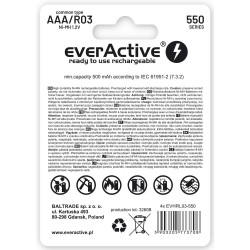 Akumulatorki AAA / R03 everActive Ni-MH 550 mAh ready to use - blister 4 sztuki
