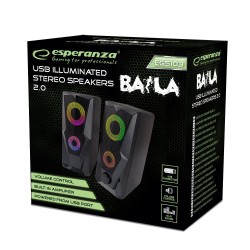 Głośniki 2.0 Esperanza USB LED Rainbow Baila EGS103