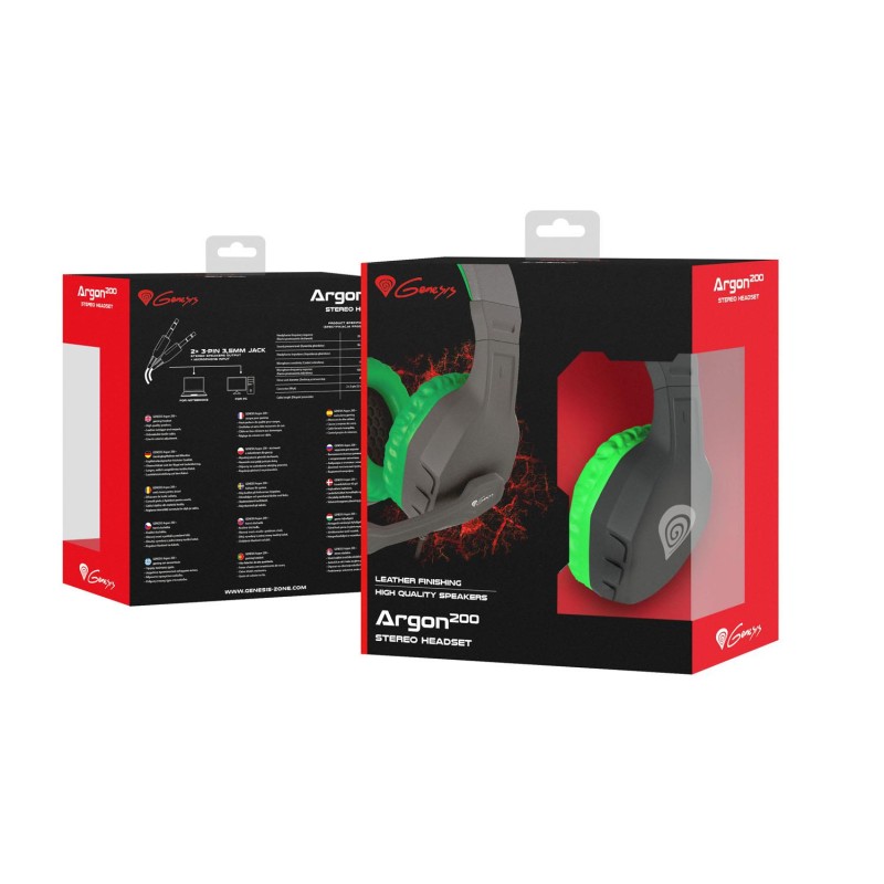 Słuchawki z mikrofonem Genesis Argon 200 Gaming czarno-zielone