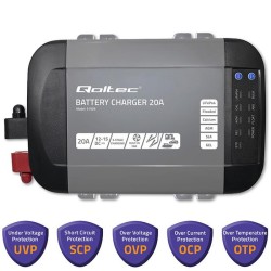 Ładowarka inteligentna Qoltec Monolith do akumulatorów LiFePO4 AGM GEL SLA | 20A | 12V