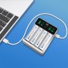 Ładowarka Qoltec do akumulatorków Ni-MH typu R03 AAA R6 AA | LCD | Kabel USB-C | Biała