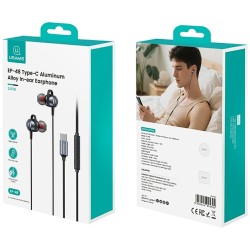 Słuchawki z mikrofonem Usams EP-48 stereo USB-C szare