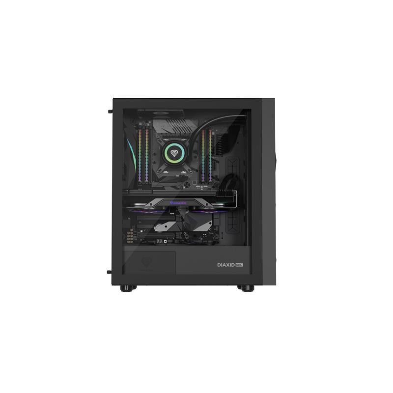 Obudowa Genesis Diaxid 605F Midi Towar (z oknem, USB-C) Czarna