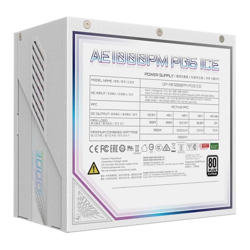 Zasilacz Gigabyte GP-AE1000PM PG5 ICE 1000W PCIE5.0 120mm 80+Platinum