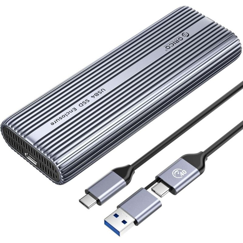Obudowa na dysk Orico ACOM2-U4-GY-BP SSD M.2 NVMe, USB-C 40 Gbps, z wentylatorem, metalowa