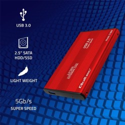 Obudowa Qoltec na dysk HDD/SSD 2.5" SATA3 | USB 3.0 | Czerwona