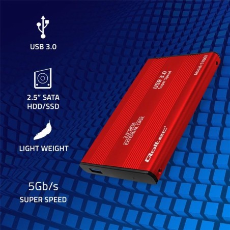 Obudowa Qoltec na dysk HDD/SSD 2.5" SATA3 | USB 3.0 | Czerwona