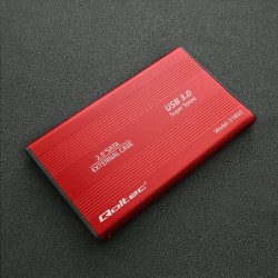 Obudowa Qoltec na dysk HDD/SSD 2.5" SATA3 | USB 3.0 | Czerwona