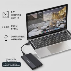 Obudowa/kieszeń Qoltec na dysk SSD HDD 2.5" | SATA | USB 3.0 | Super speed 5Gb/s | 2TB | Czarny