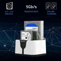 Stacja dokująca Qoltec do dysków HDD SSD 2.5" 3.5" | SATA III | USB 3.0 | Super speed 5Gb/s | z funkcją klonowania offline