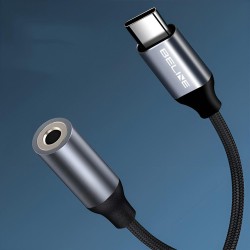 Kabel adapter Beline USB-C/Jack 3,5mm DAC czarny