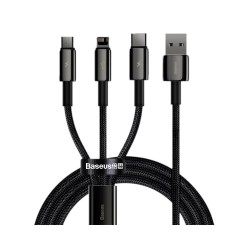 Kabel przewód USB 3w1 - USB-C, Lightning, micro USB 1.5m Baseus Tungsten Gold CAMLTWJ-01 do 3.5A