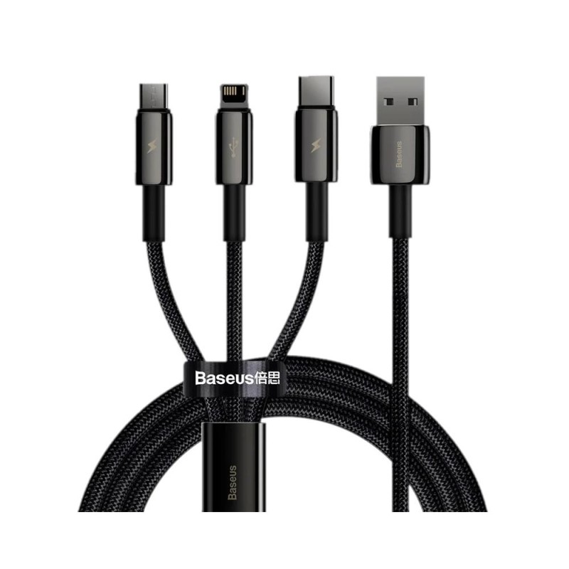 Kabel przewód USB 3w1 - USB-C, Lightning, micro USB 1.5m Baseus Tungsten Gold CAMLTWJ-01 do 3.5A