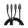 Kabel przewód USB 3w1 - USB-C, Lightning, micro USB 1.5m Baseus Tungsten Gold CAMLTWJ-01 do 3.5A