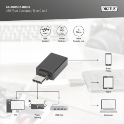 Adapter DIGITUS USB 3.0 SuperSpeed Typ USB C/USB A M/Ż czarny