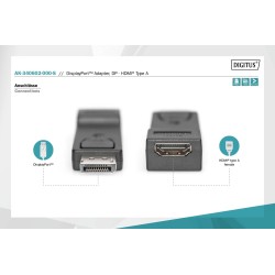 Adapter DIGITUS DisplayPort, DP-HDMI typA, M/Ż