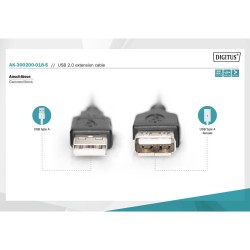 Przedłużacz USB 2.0 DIGITUS A/M - A/Ż, 1,8m, czarny
