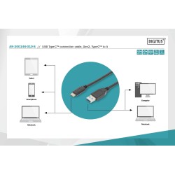 Kabel DIGITUS USB 3.1 Gen.2 SuperSpeed+ 10Gbps Typ USB C/A M/M, PD, czarny 1m