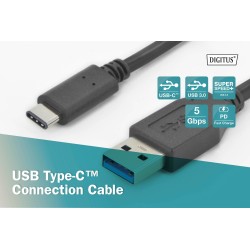 Kabel USB 3.0 DIGITUS SuperSpeed Typ USB A/USB C M/M czarny 1m