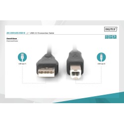 Kabel drukarkowy USB DIGITUS 2.0 A/M - USB B /M 5m czarny