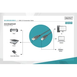 Kabel drukarkowy USB DIGITUS 2.0 A/M - USB B /M 5m czarny