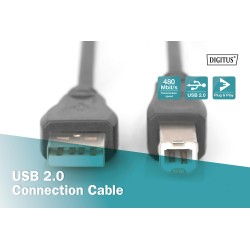Kabel drukarkowy USB DIGITUS 2.0 A/M - USB B /M 5m czarny