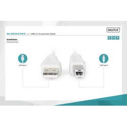 Kabel drukarkowy DIGITUS USB 2.0 A/M - B/M, 3m beżowy