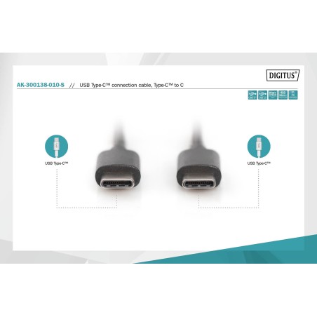 Kabel USB 2.0 DIGITUS HighSpeed Typ USB C/USB C M/M czarny 1,0m