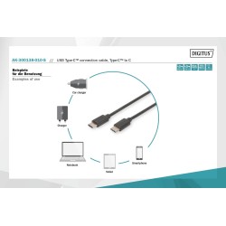 Kabel USB 2.0 DIGITUS HighSpeed Typ USB C/USB C M/M czarny 1,0m